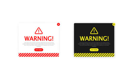 Warning pop up with flat design. Exclamation symbol. Web page for website, notification, service. Vector EPS 10.のイラスト素材