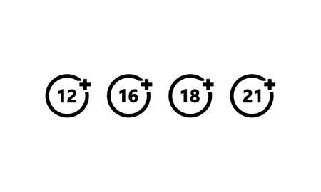 Set of age restriction icons. Age limit concept. Vector on isolated white background. EPS 10のイラスト素材