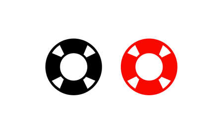 Lifebuoy beach icon in black and red. Lifeguard sign. Vector on isolated white background.のイラスト素材