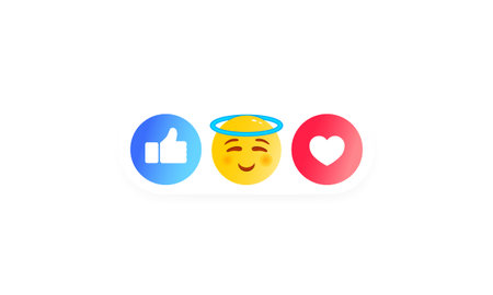 Set for social chat reactions. Like heart, smiley, thumb up icon like. Social media icons. Vector on...