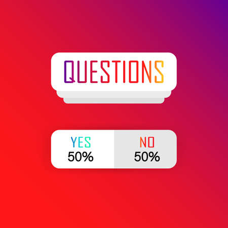 Social survey template. Poll buttons. Questions, answers sticker. Web button YES or NO layout. Blogging. Social media conceptのイラスト素材