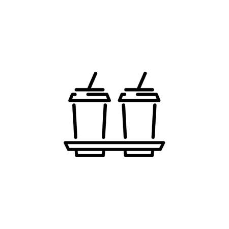 Two cup of drink icon. Cola, orenge juice, tea, coffee. Vector on isolated white backgroundのイラスト素材