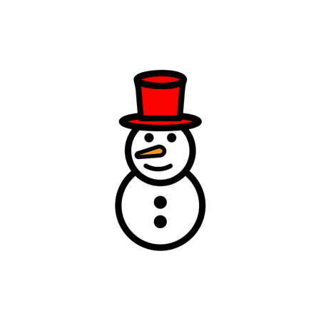 Snowman flat icon. Christmas and New Year decor. Vector on isolated white background. EPS 10.のイラスト素材