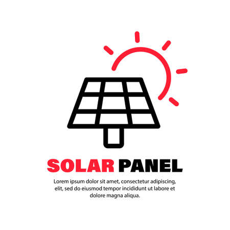 Solar panel icon. Renewable energy. Green electricity concept. Vector on isolated white background.のイラスト素材