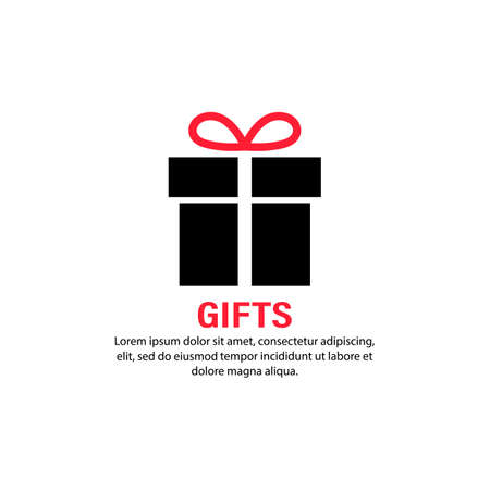 Gift icon. Present for anniversary, birthday, christmas, new year. Vector on isolated white background.のイラスト素材