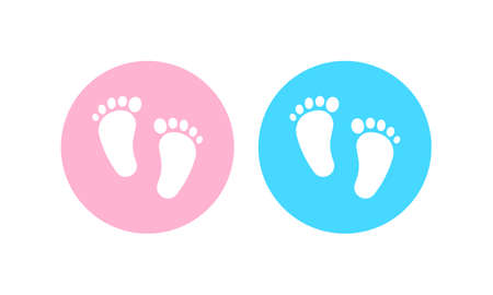 Gender reveal party icon. Boy or girl. Family concept. Footprints. Vector on isolated white background.のイラスト素材