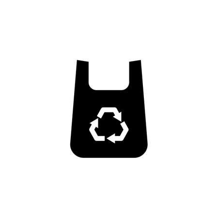 Plastic bag with a recycling sign icon. Ecology concept. Environment. Vector on isolated white background.のイラスト素材