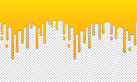 Melting honey on transparent background. Dripping golden sweet honey flowing. Vector.のイラスト素材