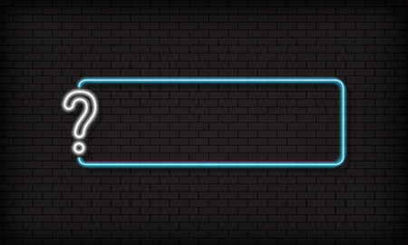 Question mark with answer box neon icon. Vector on isolated black background.のイラスト素材