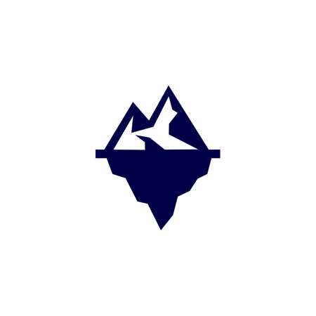 Iceberg icon. Arctic underwater ice mountain. Vector on isolated white background.のイラスト素材