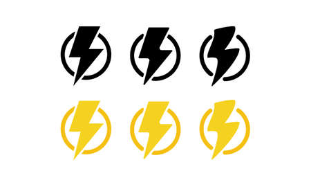 Lightning bolt icon set. Flash. Thunderstorm. Vector on isolated white background.のイラスト素材