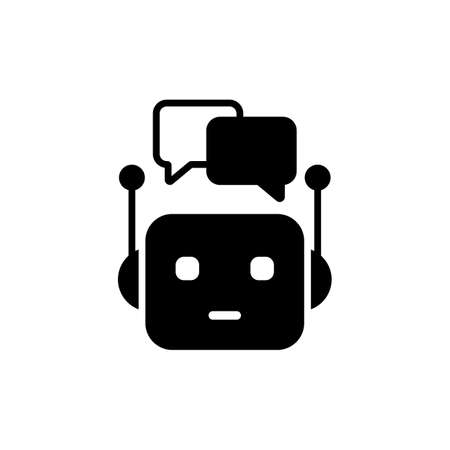 Chatbot icon in black. Online support. Vector on isolated white background.のイラスト素材