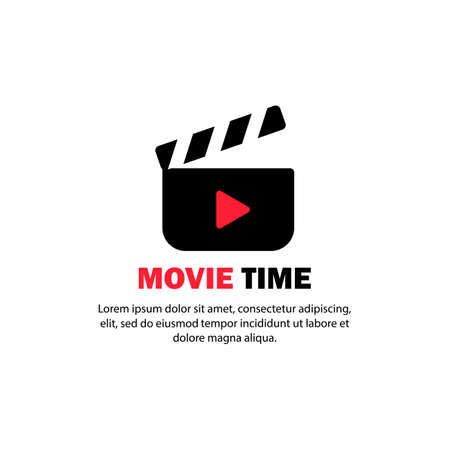 Movie time icon. Cinema industry. Watch film. Vector on isolated white background.のイラスト素材