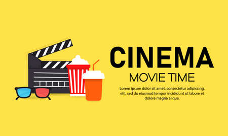 Movie time banner. Cinema. Film industry. Vector on isolated background.のイラスト素材