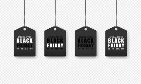 Black friday sale price tag. Shopping. Cheap price. Vector on transparent isolated background.のイラスト素材