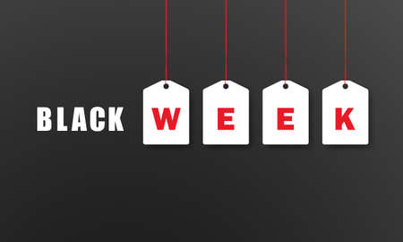 Black week banner. Sale week. Discount. Price tag. Vector on isolated background.のイラスト素材