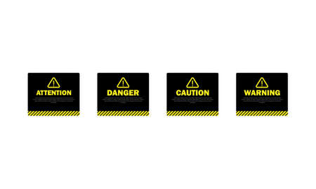 Warning, attention. caution and danger sign. Danger announcement. Dark theme.のイラスト素材