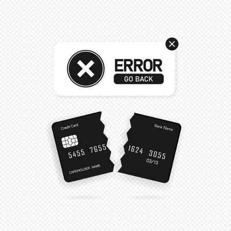 Failed payment banner. Declined transaction, invalid purchase. Error sign.のイラスト素材