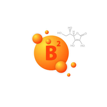 Vitamin B2 icon. Dietary supplement. Health care button. Capsule.のイラスト素材