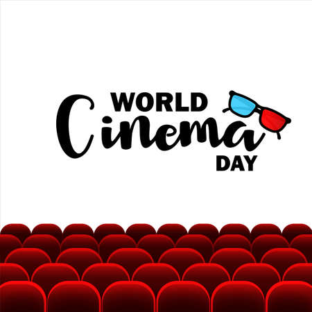 World cinema day banner. Movie industry. Vector on isolated white background.のイラスト素材
