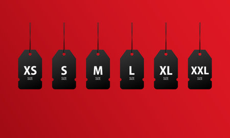 XS, S, M, L, XL XXL size tag icon set. Clothing label. Shopping. Vector EPS 10 Isolated on...