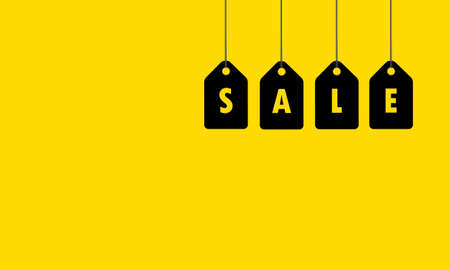 Hanging price tags. Sale labels. Vector on isolated background.のイラスト素材
