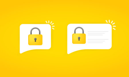 Security protection message notice. Digital online secure push notification message. Device...