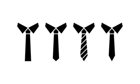Black necktie icon set in black. Vector on isolated white backgroundのイラスト素材