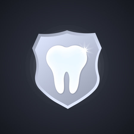 Tooth icon. Protection sign. Health care concept. Stomatology. Vector on isolated background.のイラスト素材