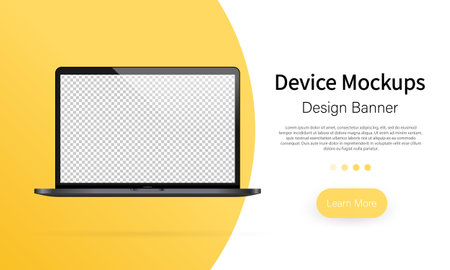 Device mockups banner. Laptop blank screen, notebook mockup. Template for infographics or presentation UI design interface. Vector on isolated white background.のイラスト素材