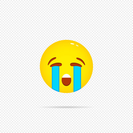Crying emoji icon. Upsetted emotion.のイラスト素材