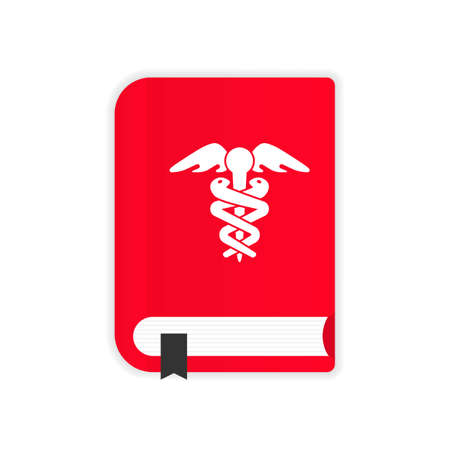 Medical book icon. Healthcare knowledge base. Medical reference books, textbooks, encyclopedia.のイラスト素材