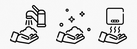 Wash hands with soap line icon. Health care concept.のイラスト素材