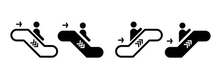 Escalator elevator icon set. Vector on isolated white background. EPS 10.のイラスト素材