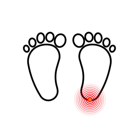 Foot pain icon. For biomechanics, footwear, shoe concepts, medical, health, massage, spa, acupuncture centers etc. Pain concept. Isolated on white background Vector EPS 10のイラスト素材