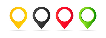 Map pointer icon set. Geo pin, location icon or geolocation, gps, on isolated white background. EPS 10 vector.のイラスト素材