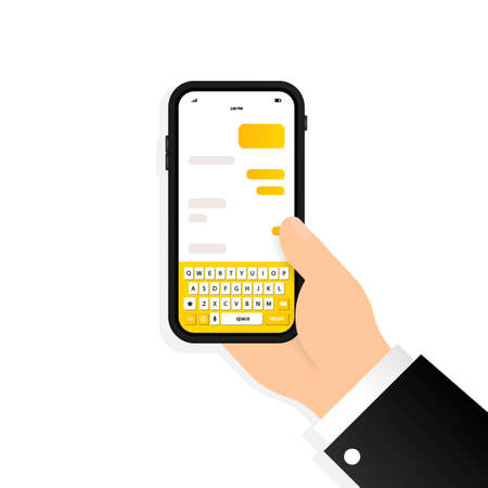 Phone Message Template. Social network chat page template. Message chat bubbles vector icons. Icon flat on an isolated white background. EPS 10 vector.のイラスト素材