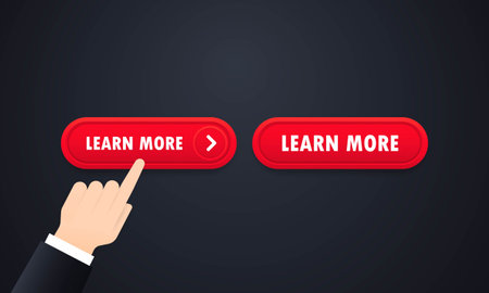 Learn more web site button set. Vector on isolated white background.