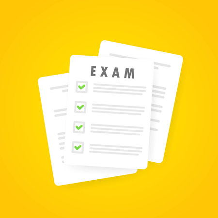 Exam paper banner. School examination. Vector on isolated background. EPS 10.のイラスト素材
