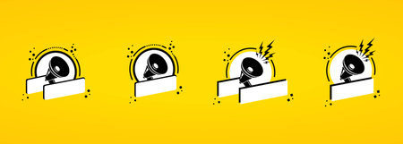 Megaphone with blank speech bubble banner. Loudspeaker. Label for business, marketing and advertising. Vector on isolated background. EPS 10.のイラスト素材