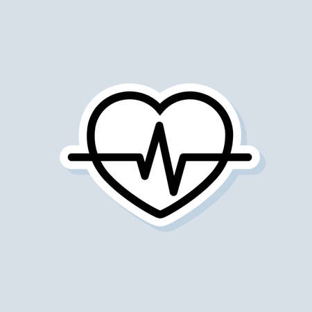 Heart beat sticker. Cardiogram, cardiology icon. Vector on isolated white background.のイラスト素材
