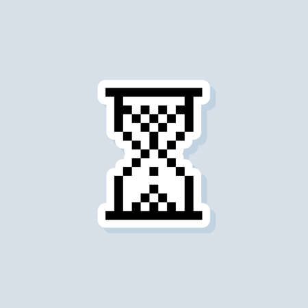 Pixel Hourglass sticker.  Vector on isolated background.のイラスト素材