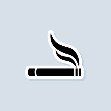 Cigarette sticker. Smoking area symbol. Cigarette smokers zone, smoking permitted. Vector on isolated background.のイラスト素材