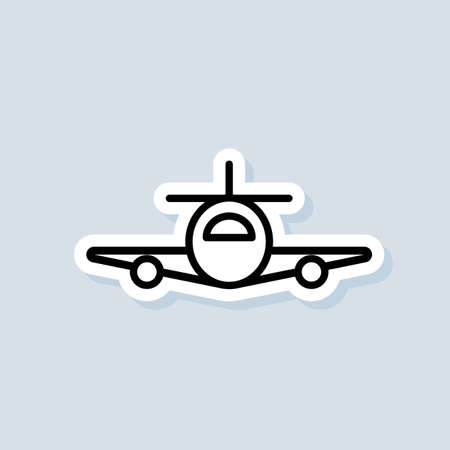 Travel agency badge sticker  icon. Vector. Airplane, plane icon. Airplane icons. Vector on isolated background.のイラスト素材