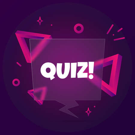 Quiz. Speech bubble banner with Quiz text. Glassmorphism style. For business, marketing and advertising. Vector on isolated background.のイラスト素材