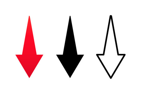 Arrow down icon set. Vector. Download icon, upload files. Vector EPS 10. Isolated on white background.のイラスト素材