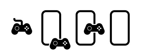 Smartphone with joystick icon set. Playing game concept. Vector EPS 10. Isolated on white background.のイラスト素材