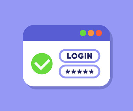 Enter your login and password icon. computer code. Social media account registration. Vector on isolated background. EPS 10.のイラスト素材