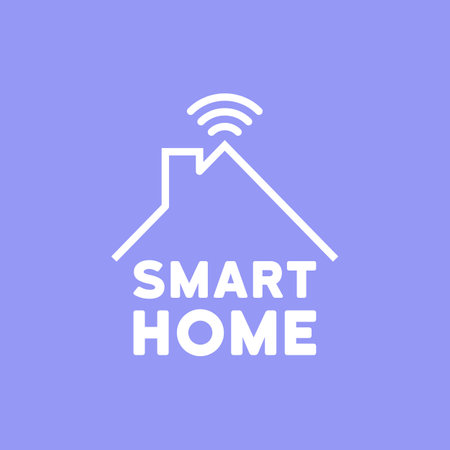 smart home icon. Concept of smart home technology system with centralized control of lighting, heating, ventilation and air conditioning, security and video surveillance. Vector EPS 10.のイラスト素材
