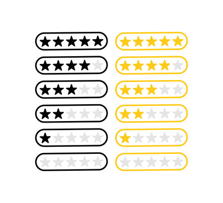 Five star customer feedback icon set. rating stars. Vector on isolated background. EPS 10.のイラスト素材